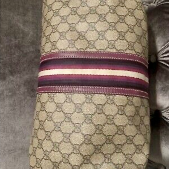 AUTHENTIC GUCCI MEDIUM GG COATED CANVAS JOY BOSTON WEB HANDBAG BEIGE/PUR… - Picture 6 of 6